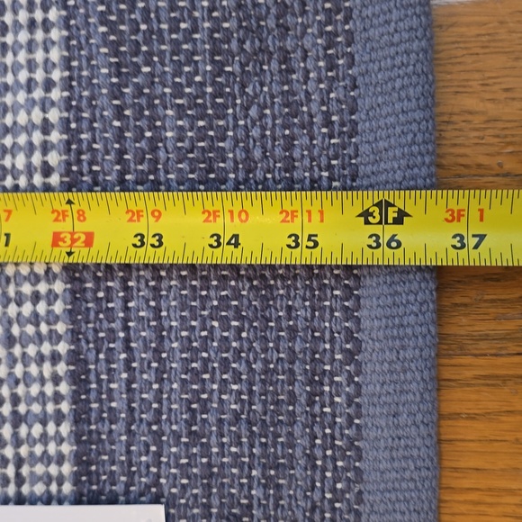 SULLIVAN COLLECTION HANDCRAFTED BLUE STRIPES ACCENT RUG SIZE 24" x 36" - Picture 11 of 13